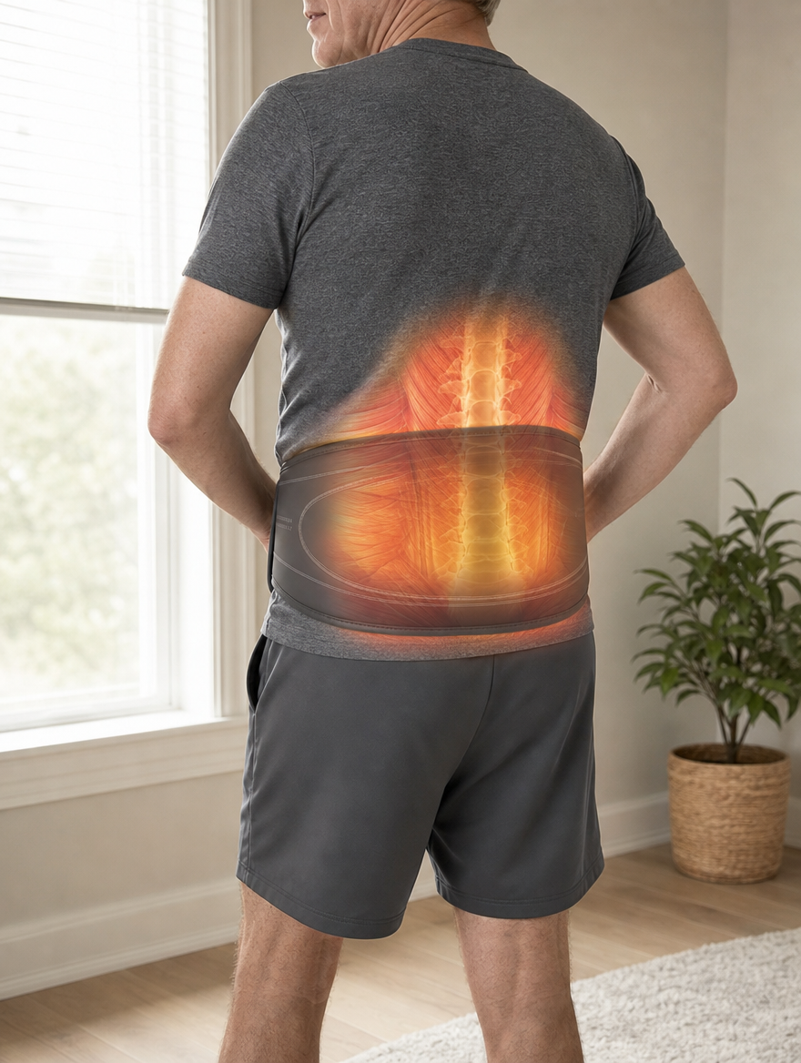 Deep heat spreading across the lumbar muscles through Air Fusion
