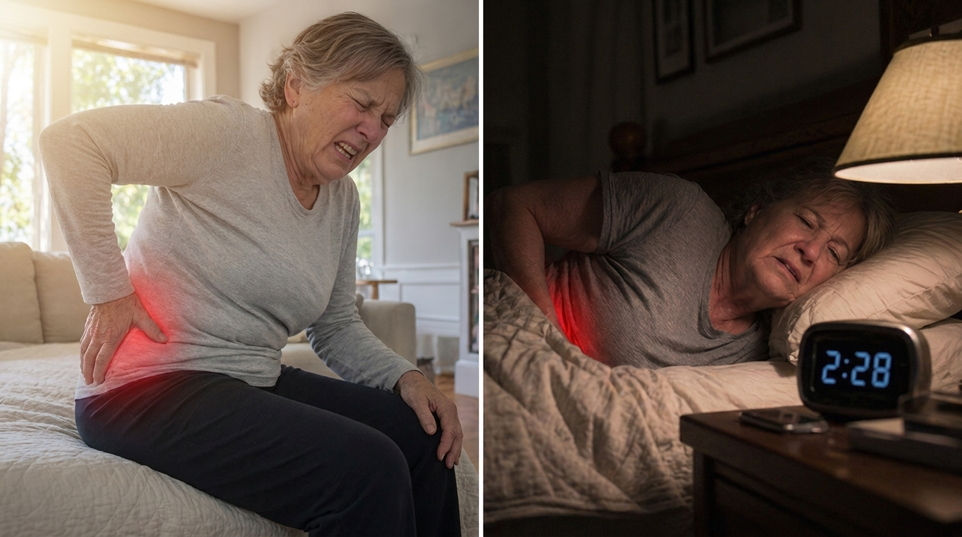Lower back pain at night advertorial visual