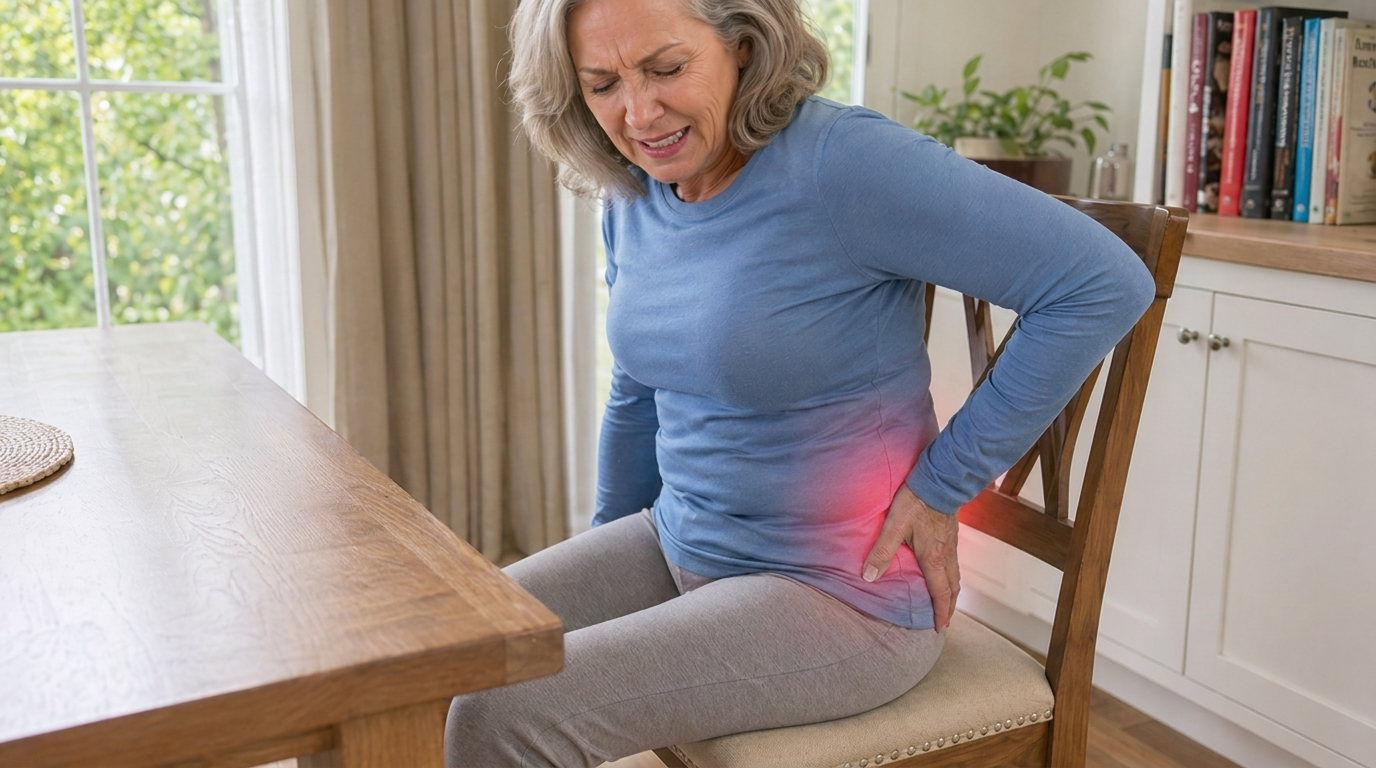 Lower back pain sitting trigger visual