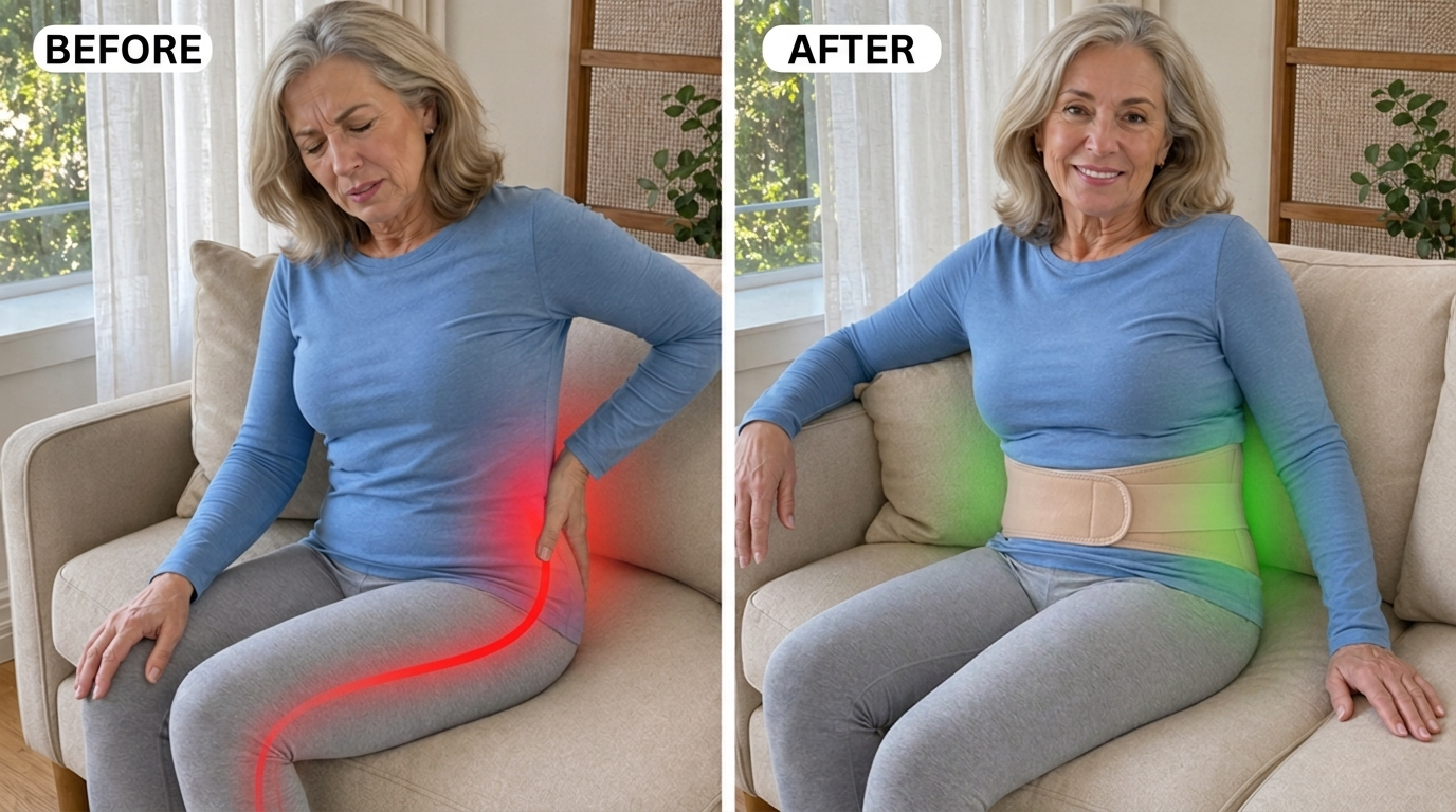 Before and after BareSupport relief visual