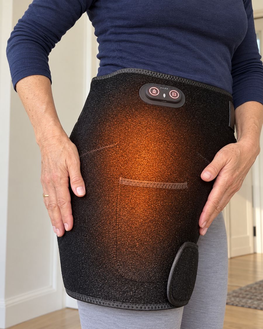 Warm heat glowing through the hip belt panel