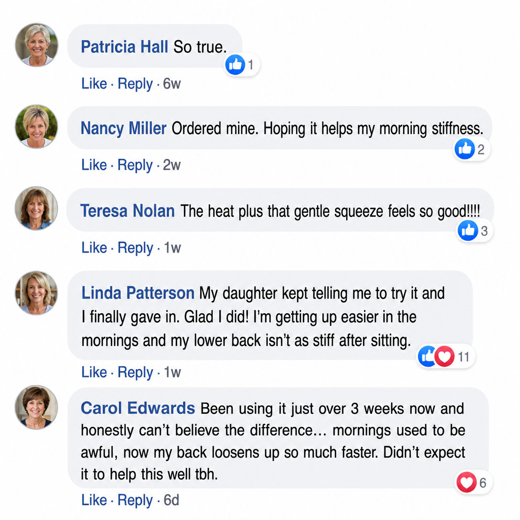Customer comments about heat, compression and morning stiffness