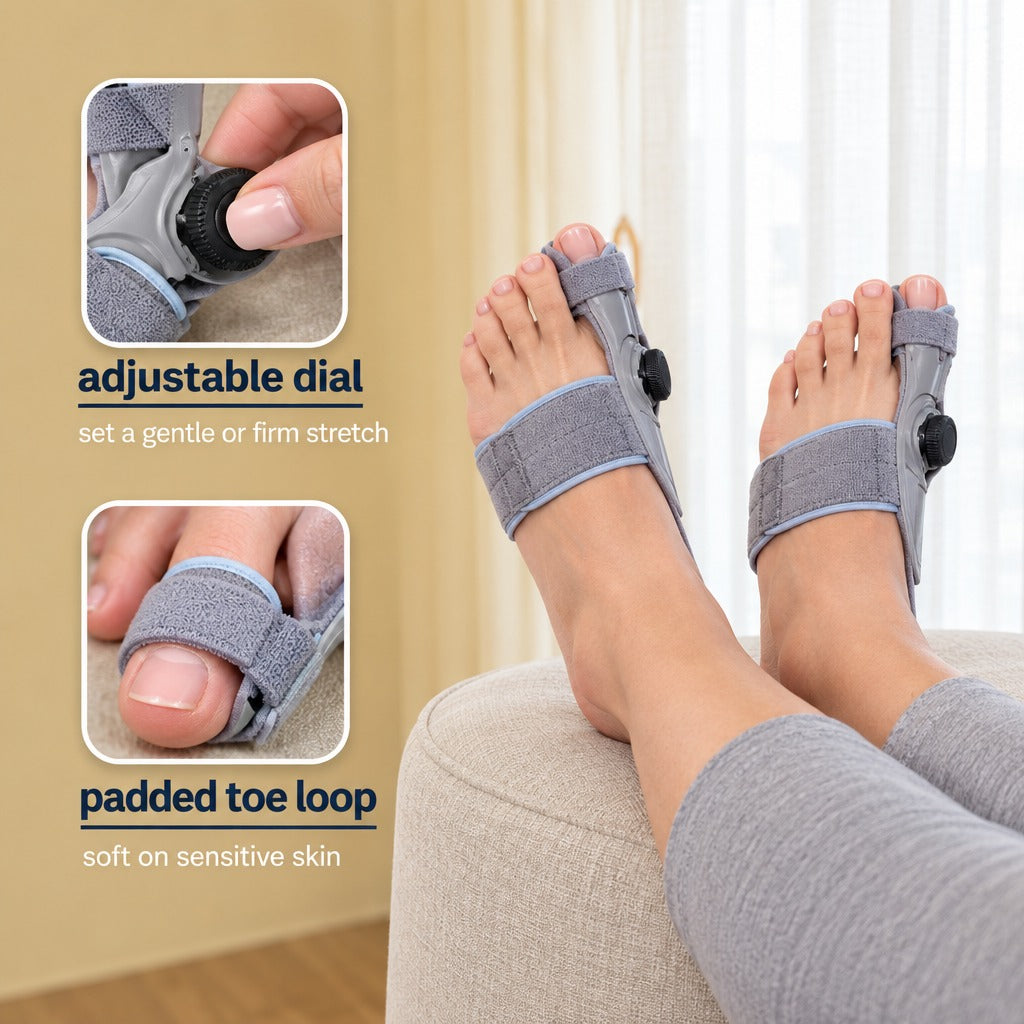 Daywick AlignStep Bunion Corrector heat and compression close-ups