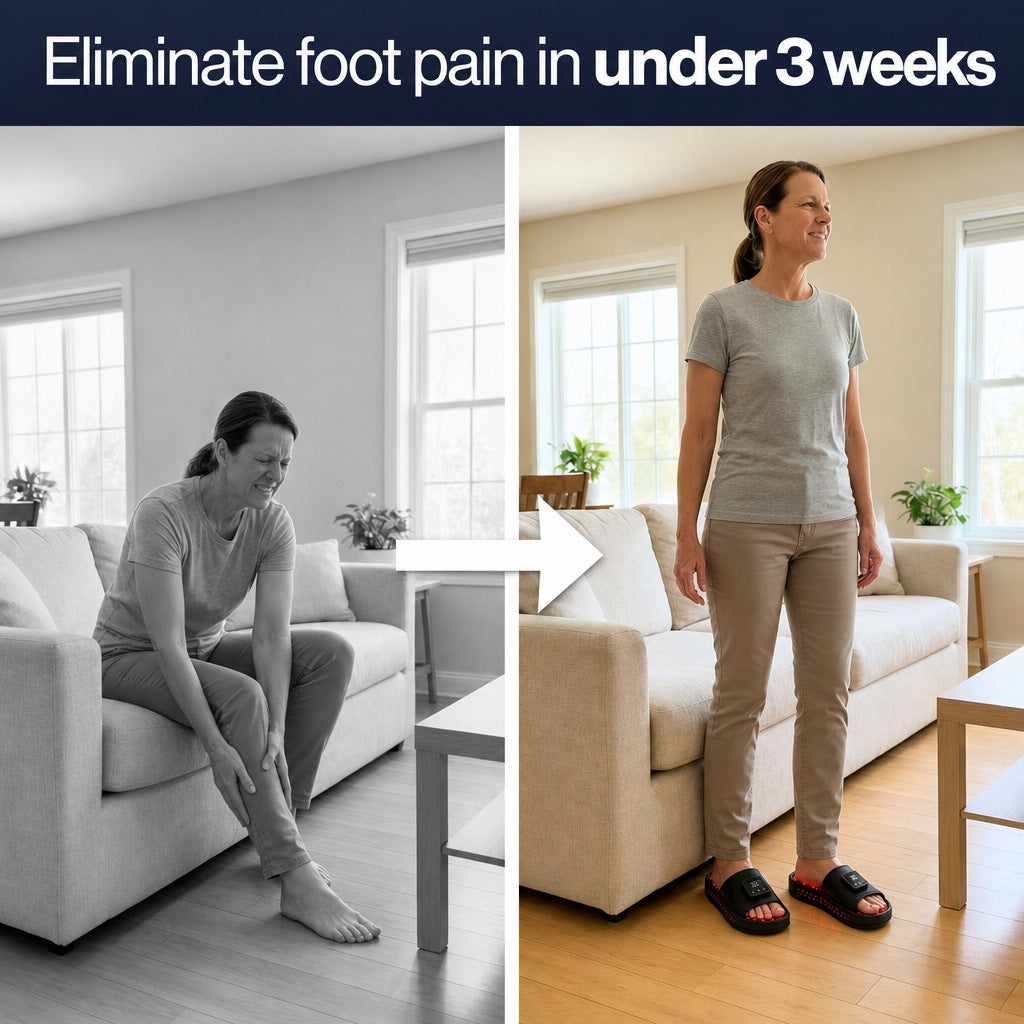 Woman before and after RedStep foot relief