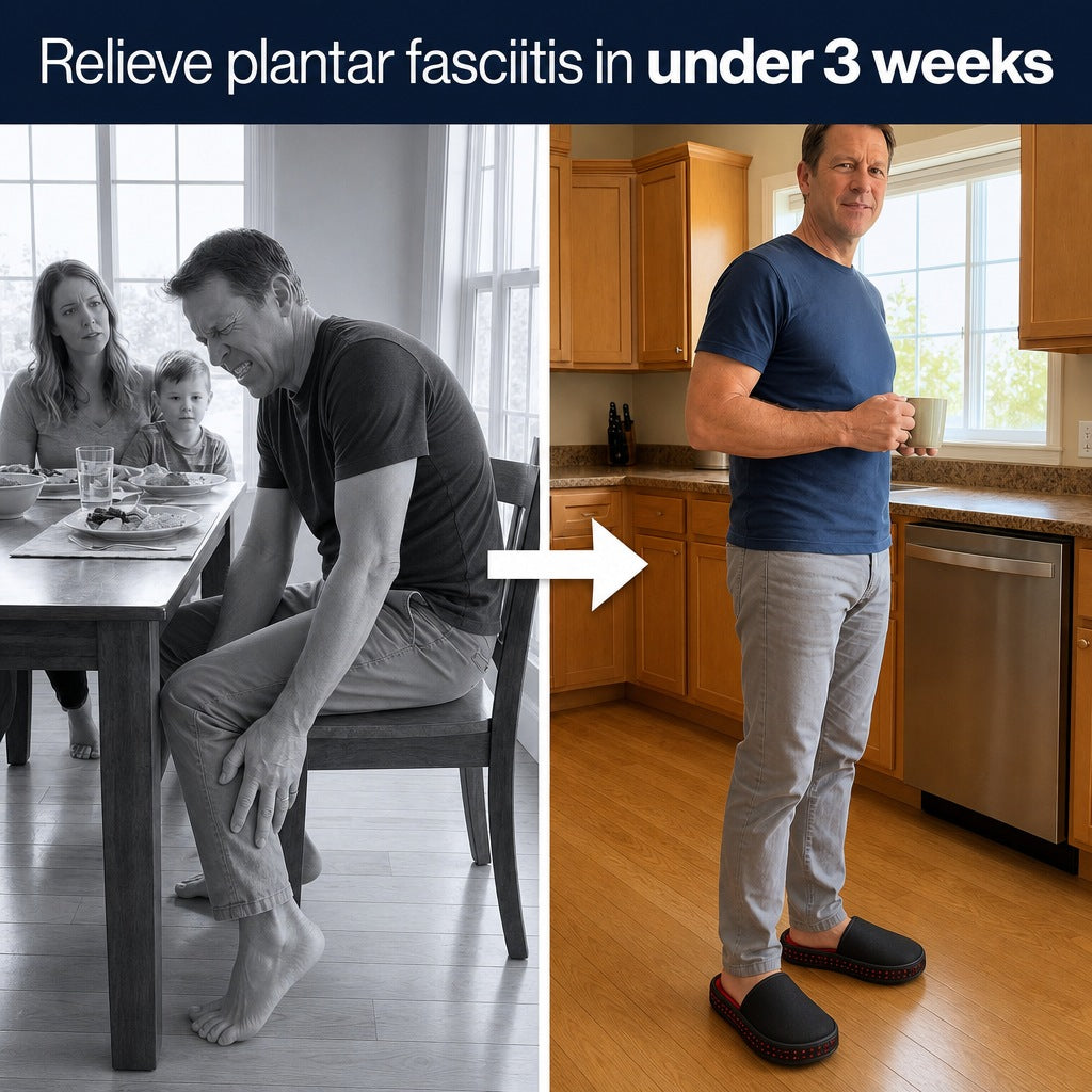 Man before and after RedStep plantar fasciitis relief
