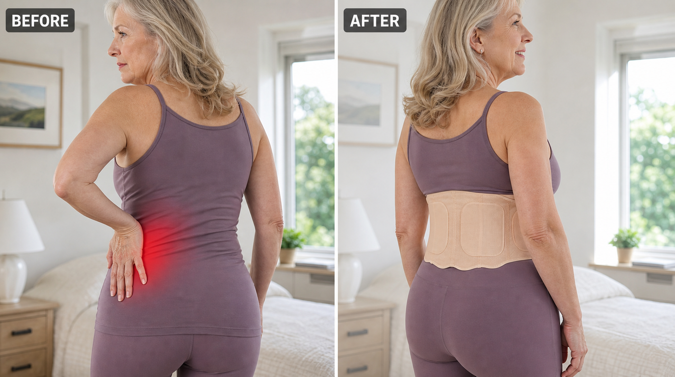BareSupport woman before and after lower back support