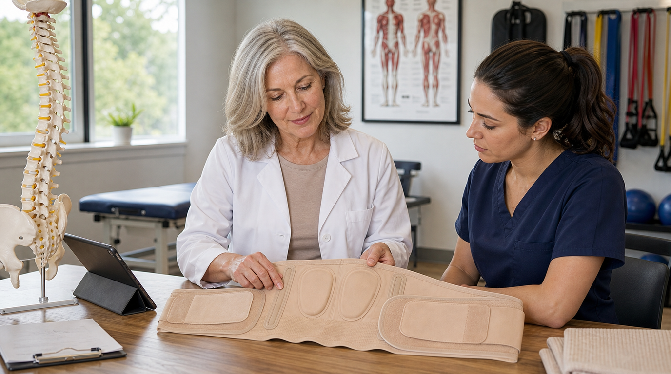 Female physical therapist reviewing BareSupport development