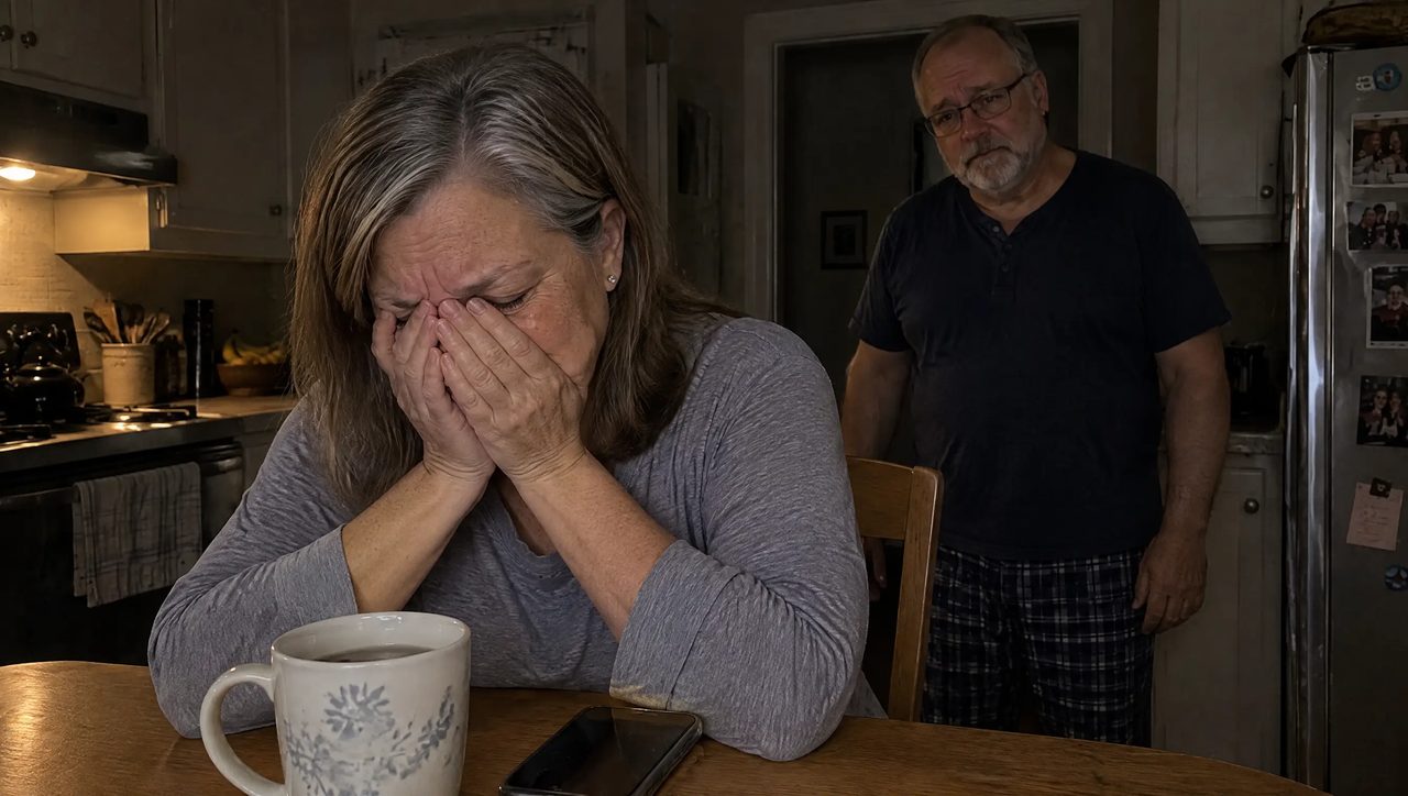 Husband finds his exhausted wife crying at the kitchen table at 3 AM