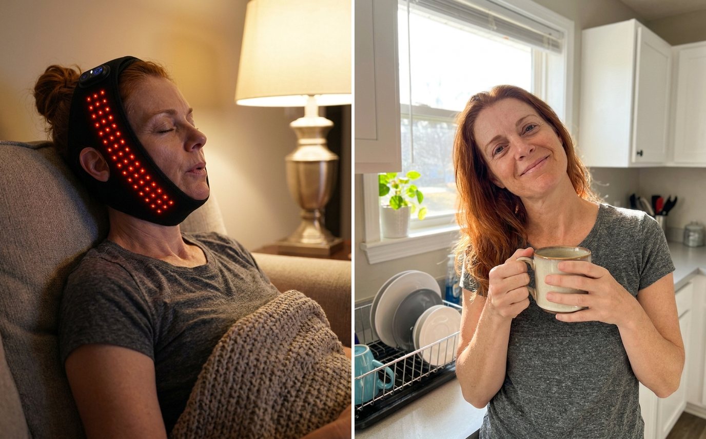 An evening session in the wrap on the couch, then a relaxed morning coffee