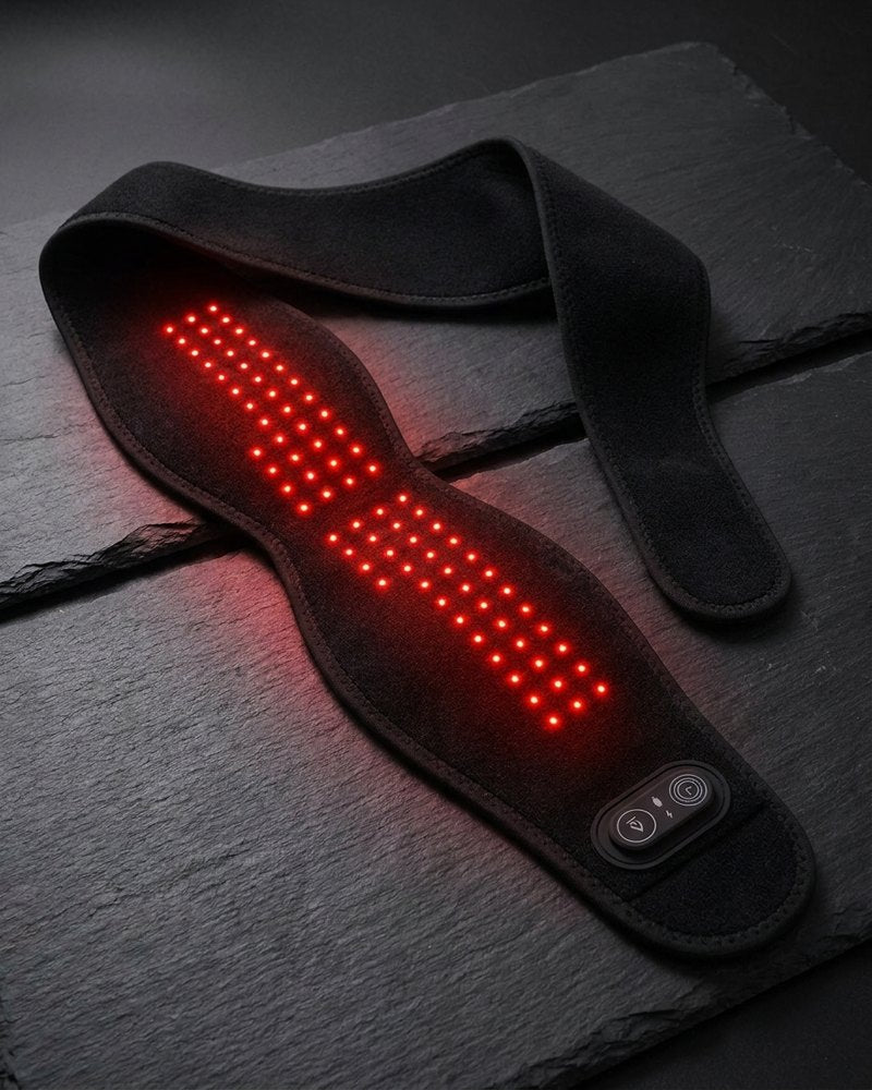Daywick TMJ Therapy Wrap with its red lights on